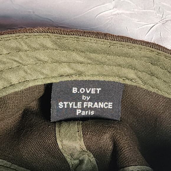 Paris Hat Cap Strap Back B.Ovet One Size France Adjustable Adult Canvas Green - Picture 5 of 5